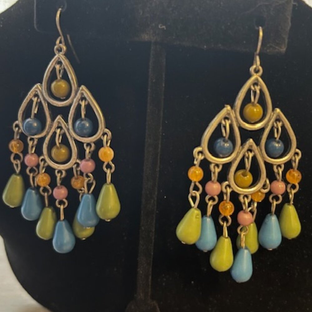 Bohemian multi color Chandelier Earrings